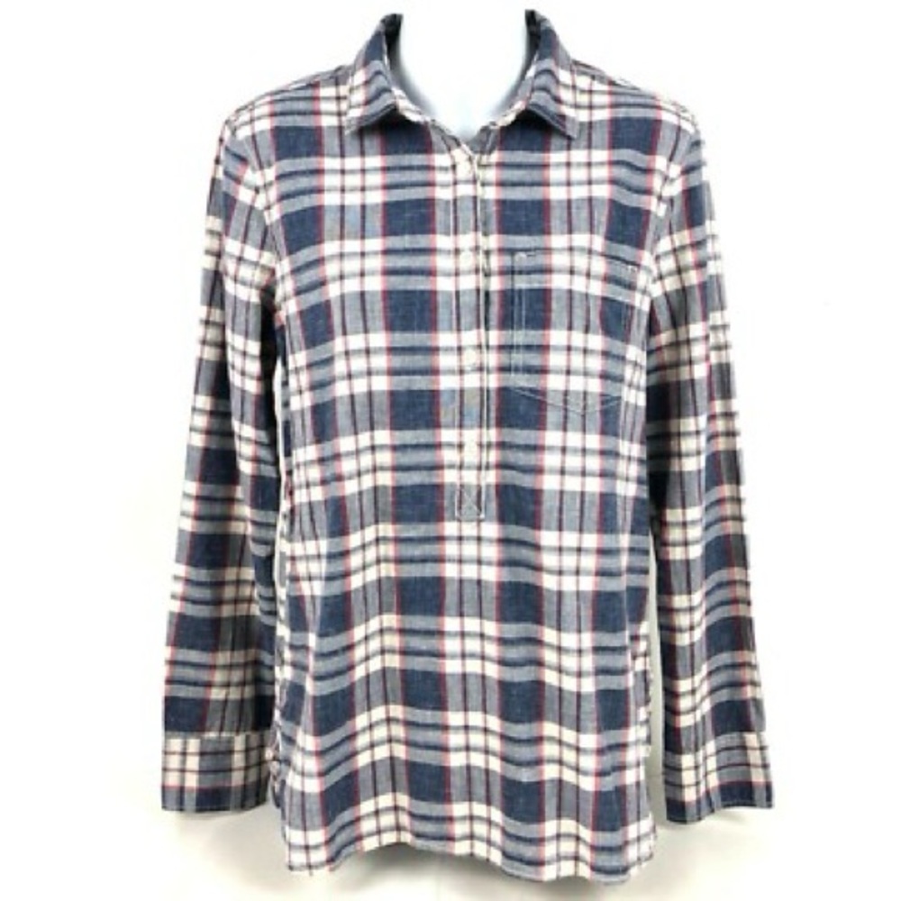 J. Crew Homespun Popover LS Boyfit Shirt-size medium